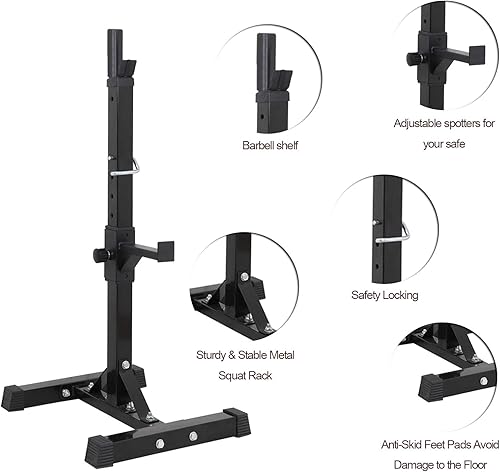 Miniatura 7 de ZENY Soporte ajustable para sentadillas, soporte para pesas para prensa de banco, soporte de levantamiento de pesas para entrenamiento de fuerza en
