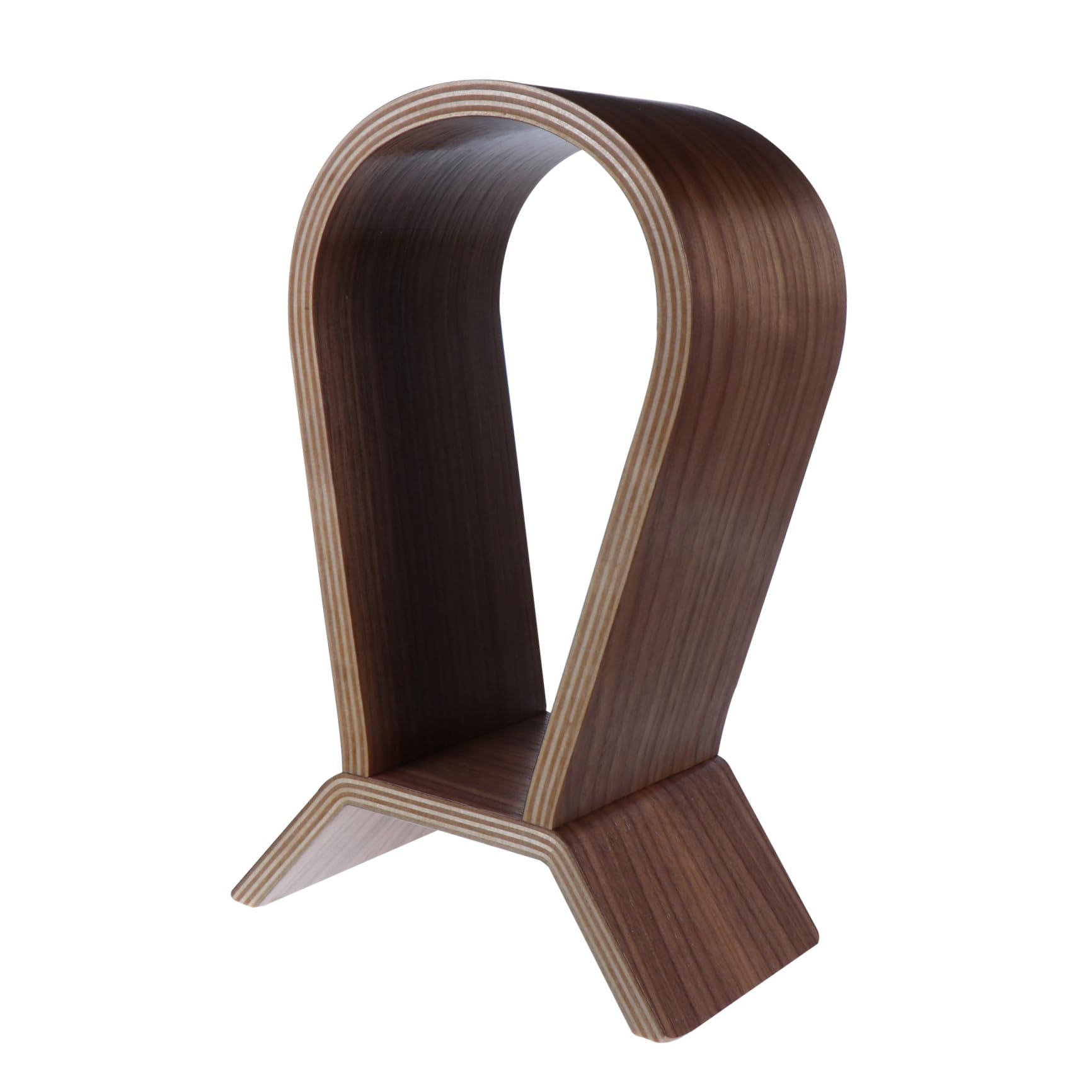 Support et Naturel Casque Stable Noyer en de Bois pour Élégant Présentoir Synthétique pour Bureau Musique et Café