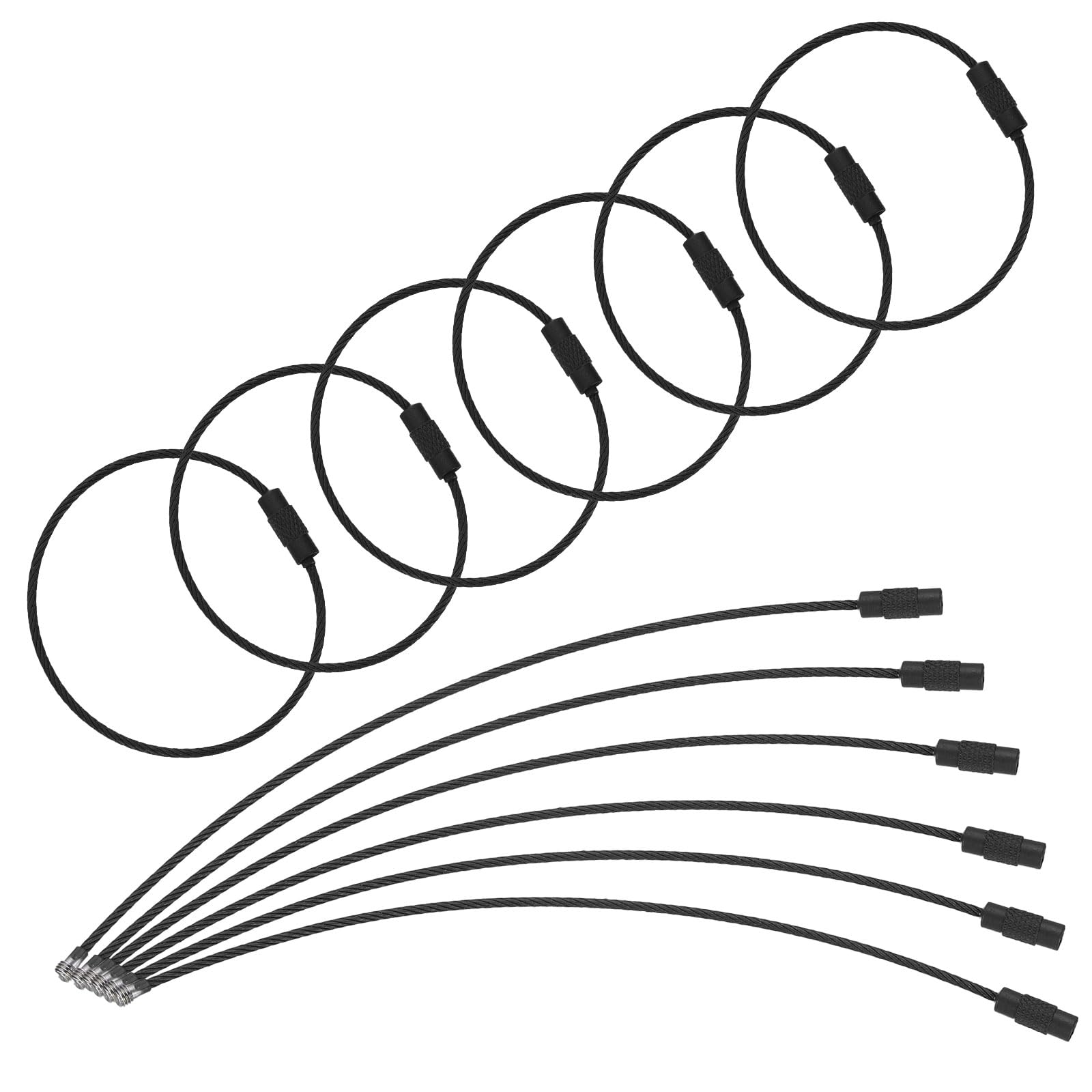 uxcell Wire Keychain Cable, Coated Stainless Steel Luggage Tag Loops Metal Wire Cable Key Ring Loop for Luggage Key ID