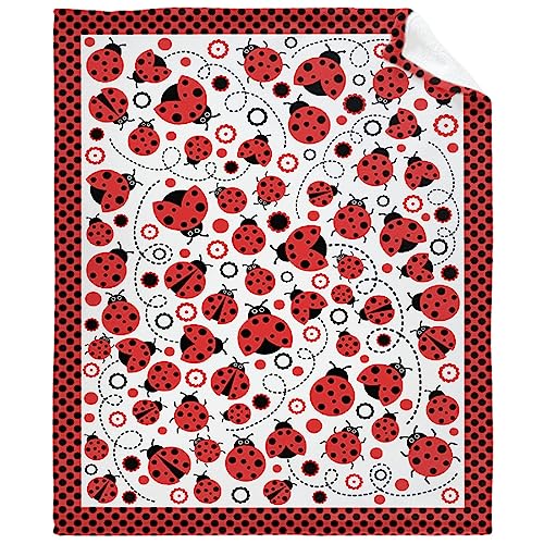 Ladybug Blanket Gifts Super Soft Lightweight Flannel Blankets Throw for Kids, Adult, Suitable for Couch, Sofa, Bed, Camping, Travel All Seasons 40"x50" for Kid