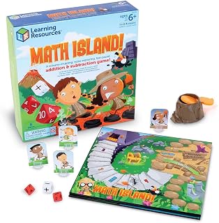 Learning Resources Math Island Addition & Subtraction Board Game for Kids Ages 6+ - Fun Volcano Escape Adventure
