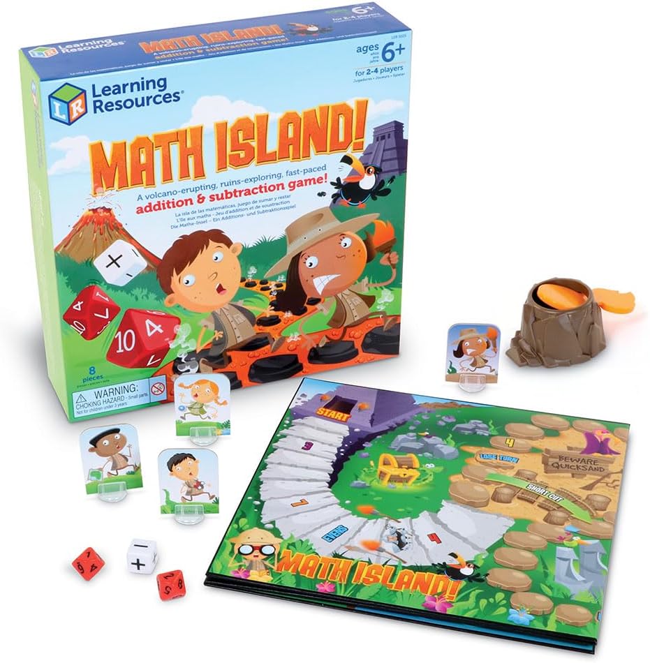 Learning Resources Math Island Addition & Subtraction Game, Educational Games, Elementary Math, Teaching Toys, Childrens Math Games, Educational Indoor Games, 8 Pieces, Age 6+