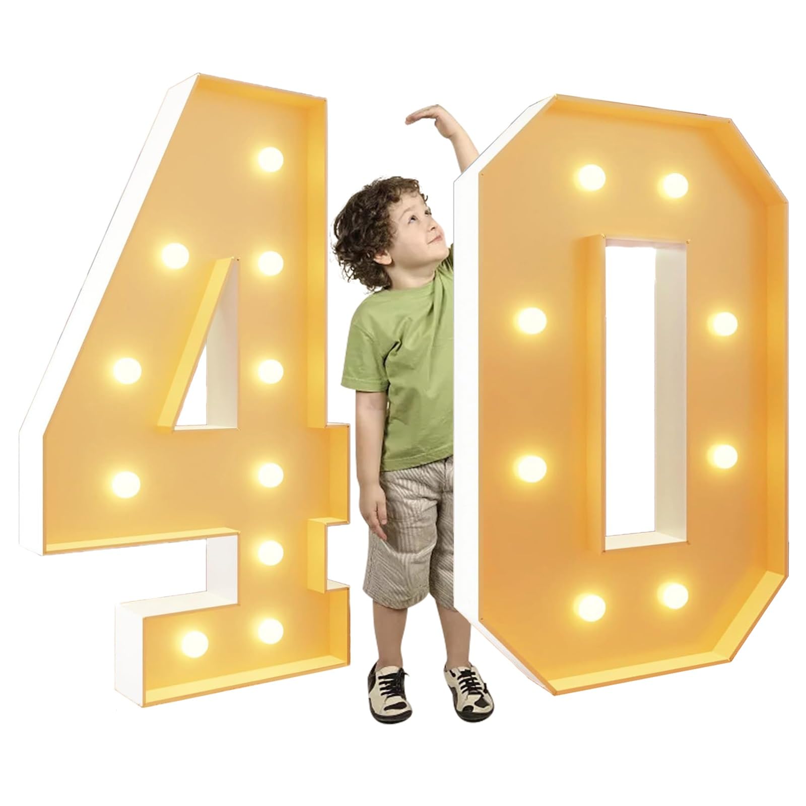 Tashace Marquee Light Up Numbers for 20th 30th 40th Birthday Decorations DIY Marquee Numbers LED Indoor Lights Numbers for Anniversary Party Decor Foam Board Kit(Number 40,120cm/4FT)