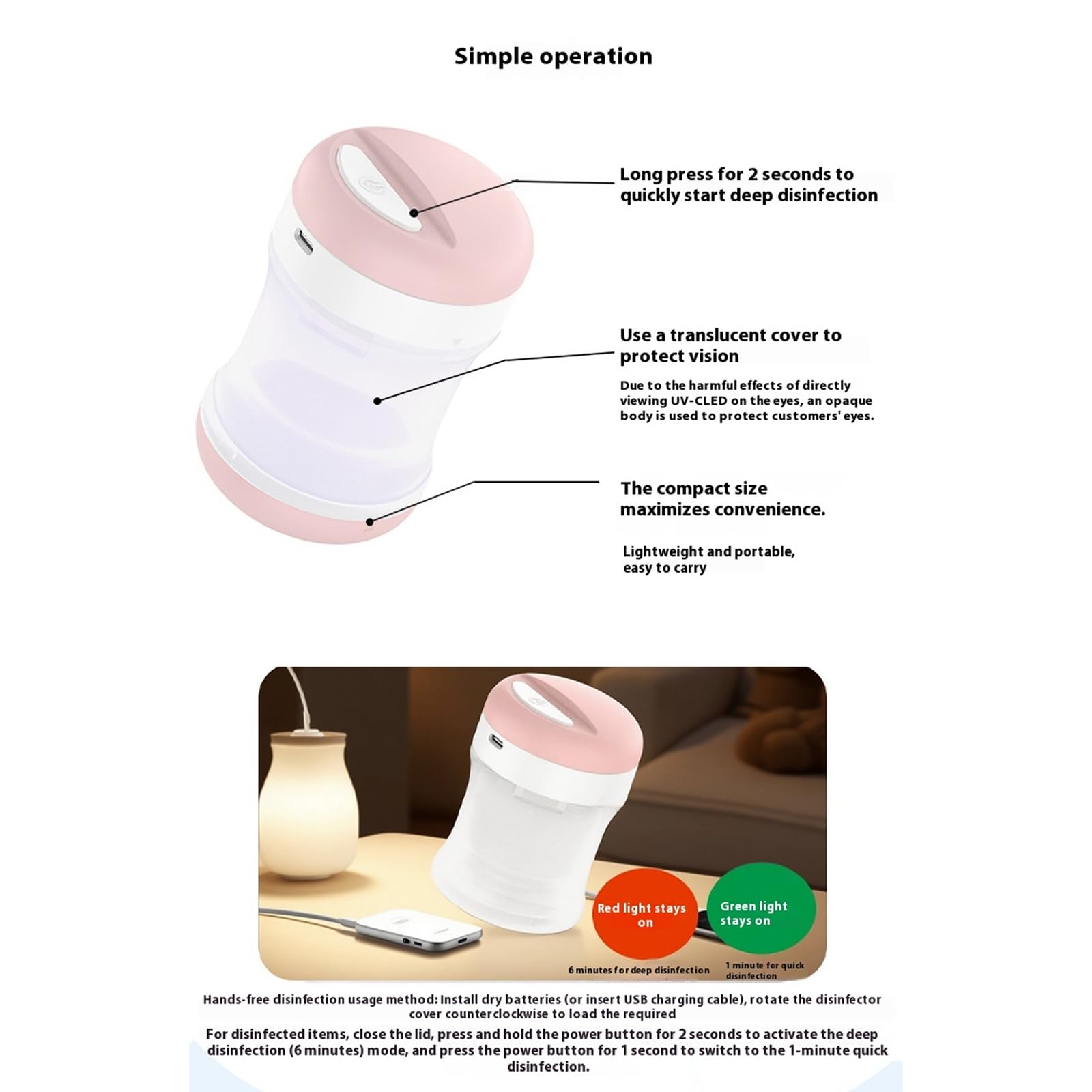 Leichter Schnuller für Säuglingsflaschen, UVC Sterilisator, tragbares Design, USB betrieben, Ein Steuerung, leicht zu reinigen, kompakt, USB betrieben