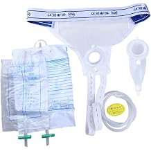 External Catheter for Men, Breathable Silicone Male Urine Collector with 2PCS 1000/2000ml Bag, Reusable Portable Urine Bags for Men