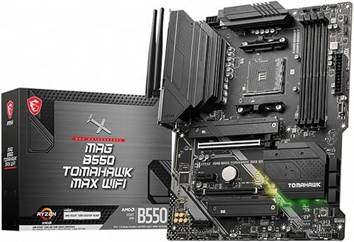 MSI MAG B550 Tomahawk MAX WiFi - Placa base para juegos (AMD AM4, DDR4, PCIe 4.0, SATA 6Gbs, M.2, USB 3.2 Gen 2, HDMIDP, ATX, Wi-Fi 6E, procesadores