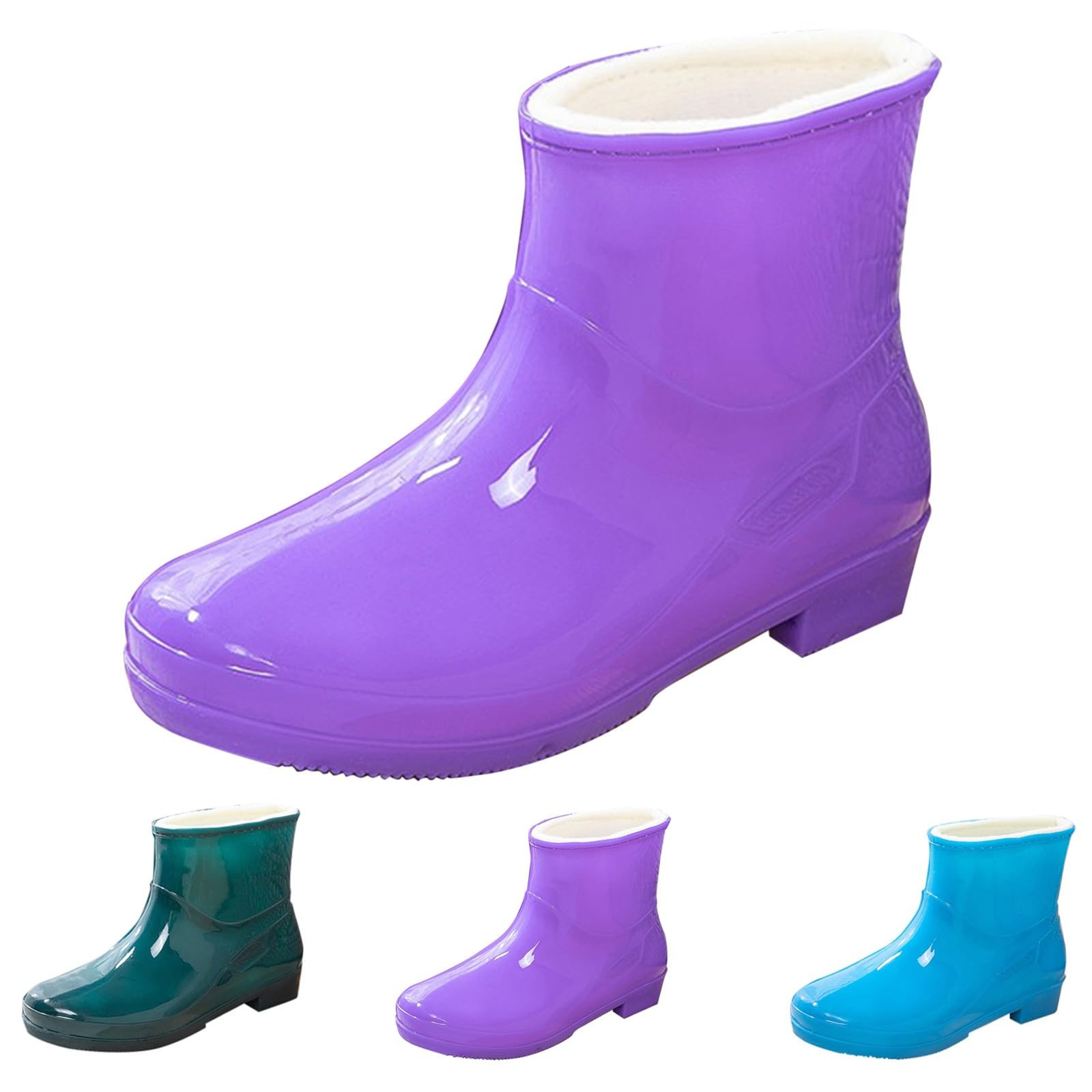 Botas de goma forradas para mujer, botas de lluvia cortas, botas de lluvia, zapatos de goma, antideslizantes, zapatos de jardín, botines impermeables, botas de lluvia, botas de goma, botas de lluvia