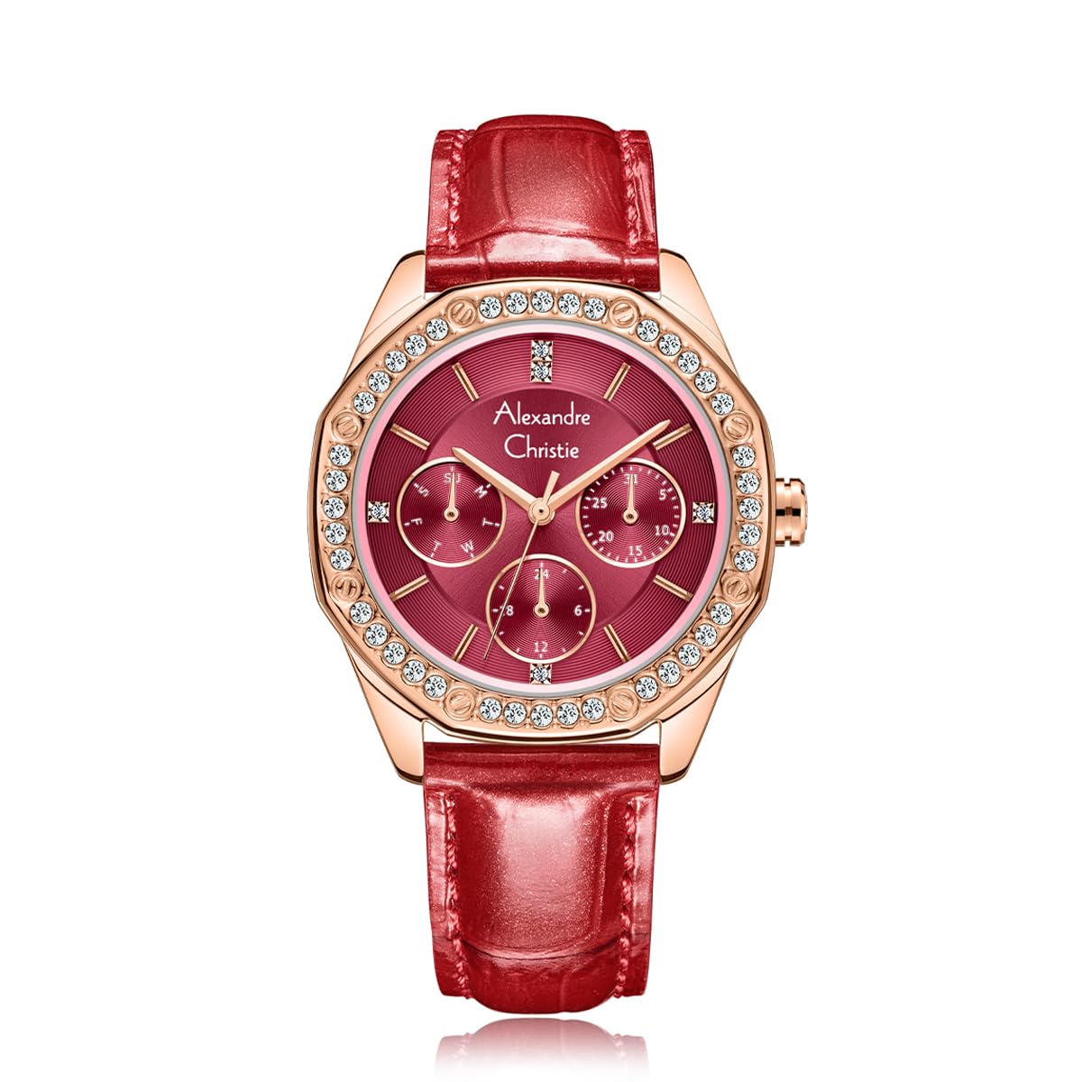 AC 2B17 BFL Ladies Multifunction Watch - Red color watch for women luxury watch with date display for women(Stainless Steel Case,Leather Strap, Quartz Movement , Red Strap, Red Dial) (B0CSKLRWJ8) Amazon Price History, Amazon Price Tracker