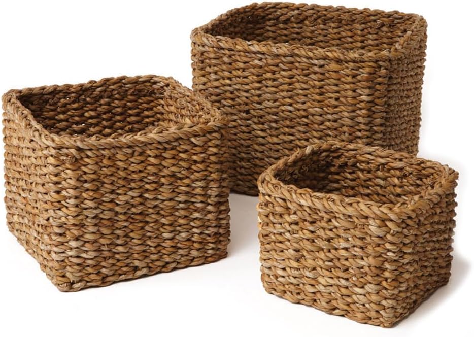 Napa Home & Garden Seagrass Small Square Baskets, Set of 3