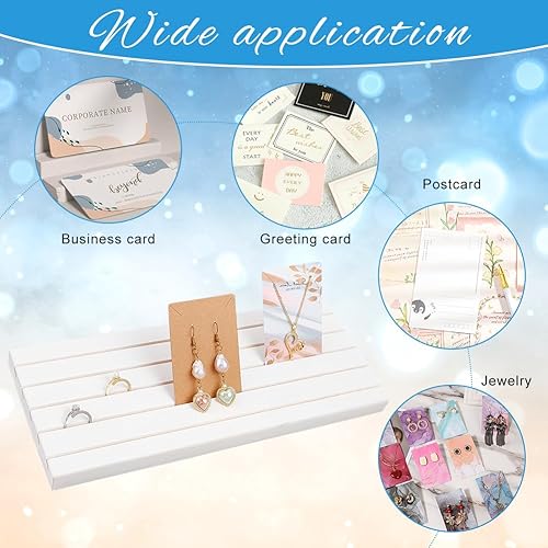 Vista 6 de PH PandaHall Soporte de madera para tarjetas de 5 ranuras, organizador de joyas blancas, soporte para tarjetas, exhibiciones de mesa de fotos