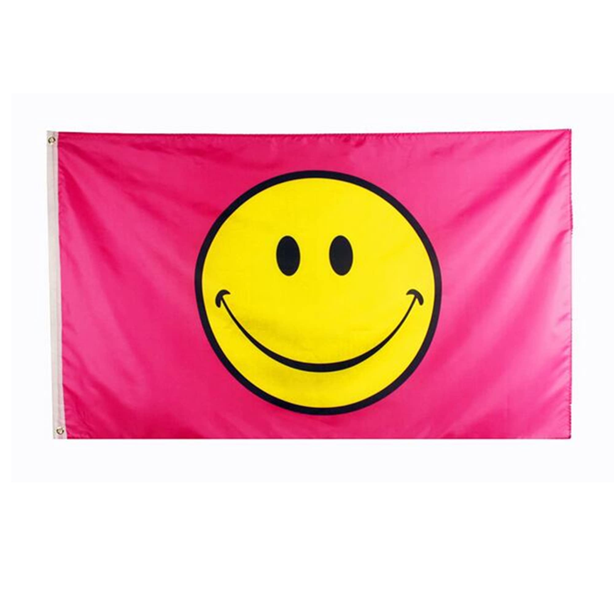 stormflagmanufacturer Pink Smile Face Flag 3x5ft polyester 90g with Brass Grommets and Double Stitched