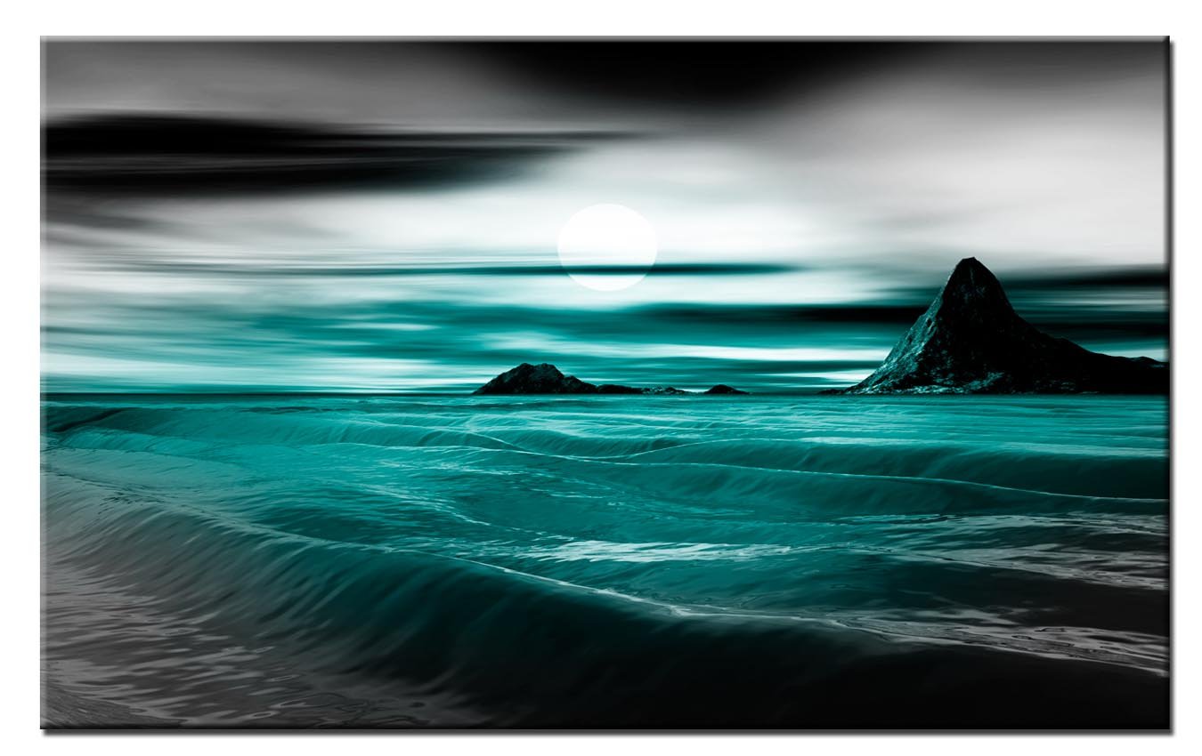 Lynxart Teal Tay New Black grey wall art Large room wallart print stretched and framed ready to hang. Abstract giclee artwork decoration for home office