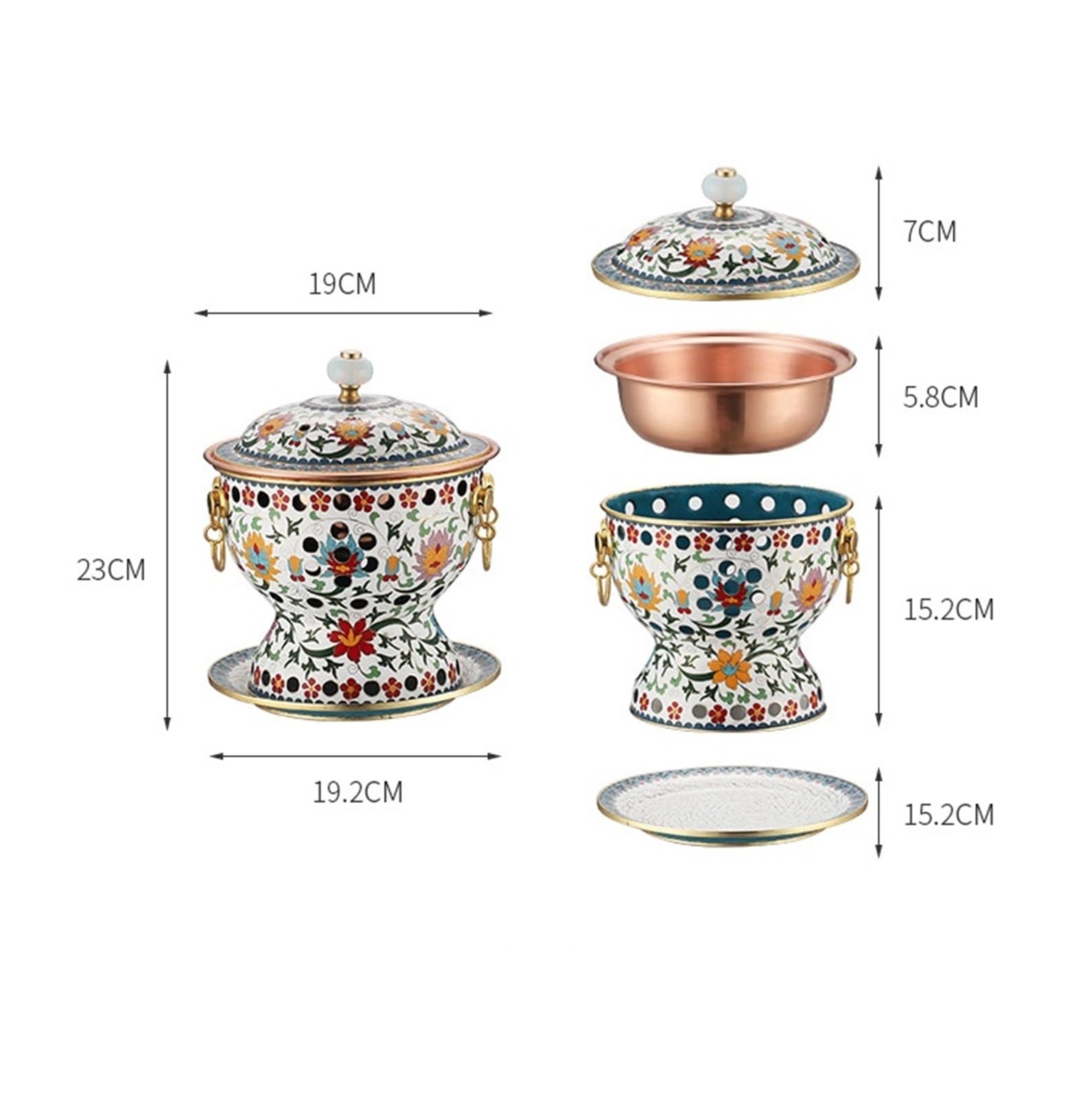 INUUXLG Hotpot for Cooking Chinese-Style Traditional Hot Pot Pure Copper Hot Pot Stove for Dinners Copper Hot Pot Cooking Pot Kitchenware (Multicolor Colored)