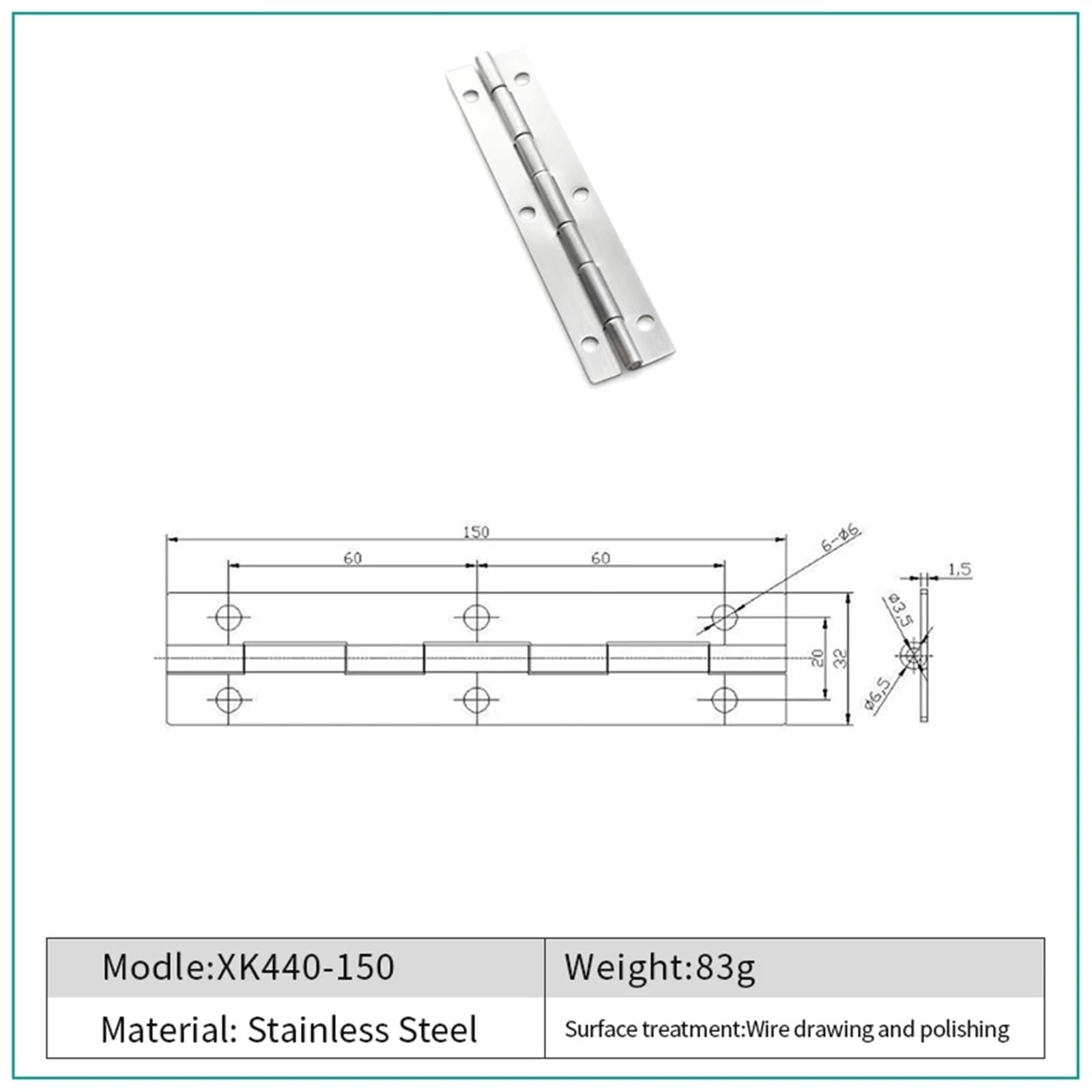 Bisagra de acero inoxidable para puerta de armario, 60 mm a 150 mm de longitud, bisagra duradera para armarios y muebles