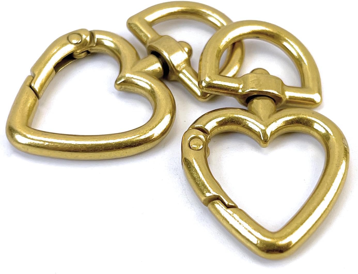 8 Pcs Antique Gold Heart Swivel Keychain Clasps