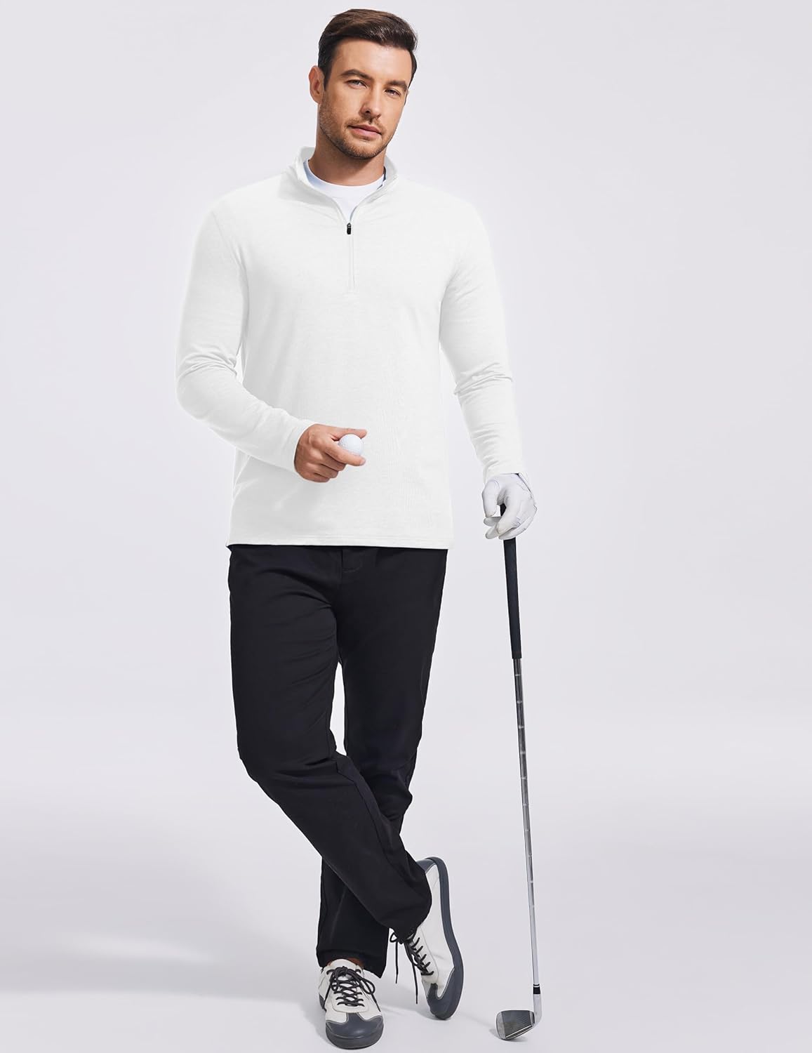 PINSPARK Men's Quarter Zip Up Lightweight Pullover Mock Neck Sweatshirts Long Sleeve Golf shirts Performance Athletic Casual - Image 2