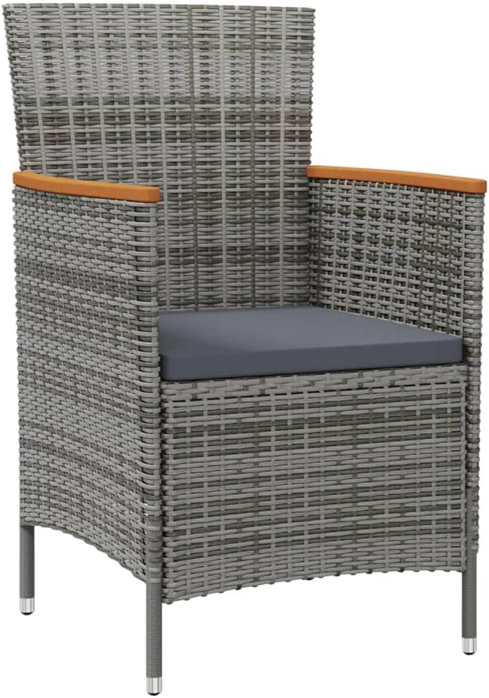 Patio Dining Chairs 2 pcs,Outdoor Couch,Modern Style Chair, Outdoor Patio Furniture,Kitchen Chairs,Bedroom Reading Chair, Lounge Chairs,for Living Room,Office,Garden, Poly Rattan Gray