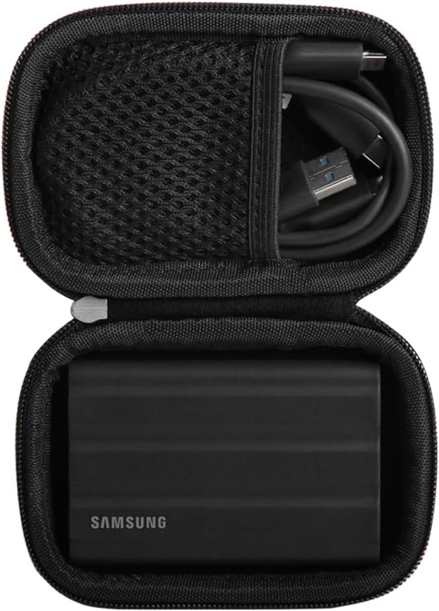 Hermitshell ハードトラベルケース Samsung T7 Shield 2TB / 1TB / 4TB用 ポータブルSSD USB 3.2 Gen2 外付けソリッドステートドライブ(ブラック、ハードドライブ1台用)