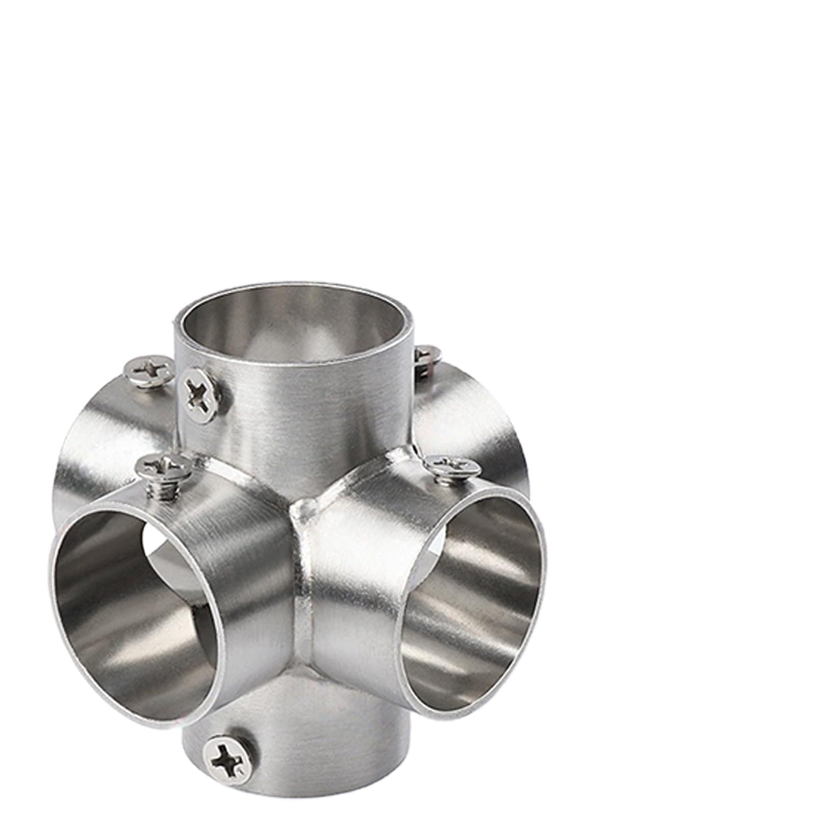 Tfaoys 6Ways Round Tube Connector Connection Fastener Stainless Steel 3 Way Elbow Pipe Fitting Connector Accessories Enduring Round Pipe Fixed Joint Storage Rack