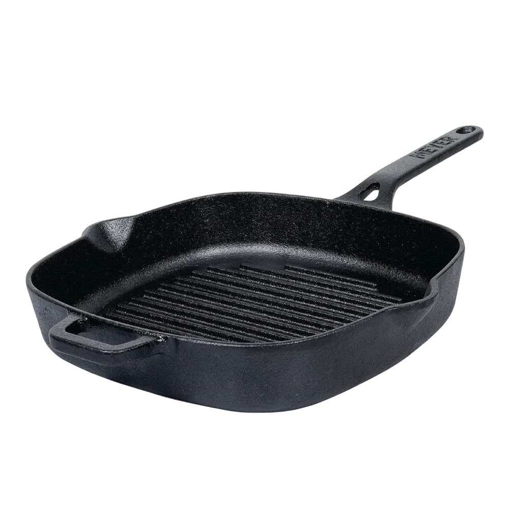 Meyer Cast Iron Grill Pan | Cast Iron Pan | Tandoor Grill | Cast Iron Griller Pan Big Size, Gas and Induction Compatible, ...