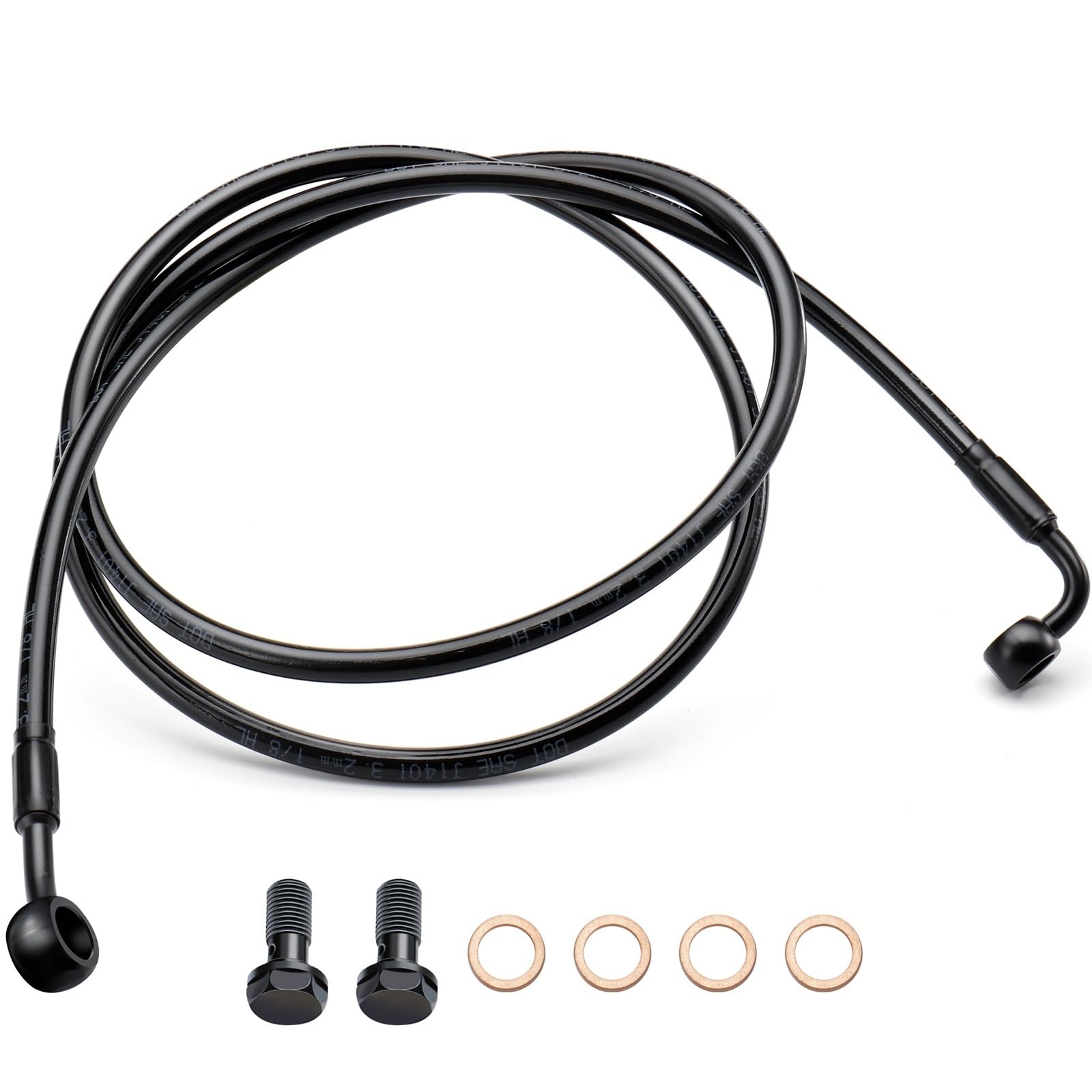 kable napędowe Pasuje do Harley Road Glide ABS 140/145/150CM Przewody hamulcowe przednie Wąż olejowy w oplocie ze stali nierdzewnej(140CM Black)