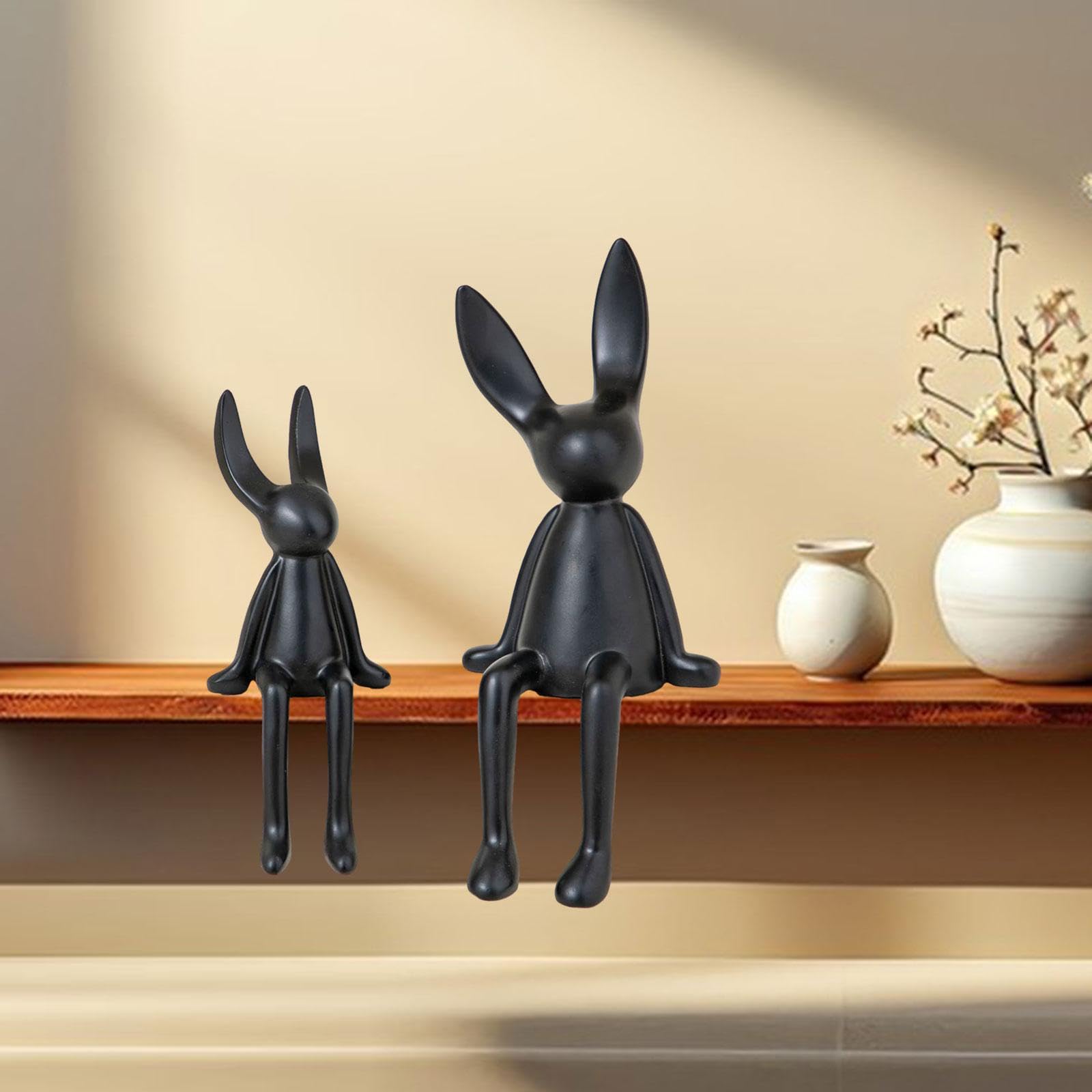Juego de 2 Estatuillas/esculturas de de Cerámica, Modernas Y Elegantes, Ideales para La Decoración del Hogar, La Oficina, La Mesa, Negro, Individual