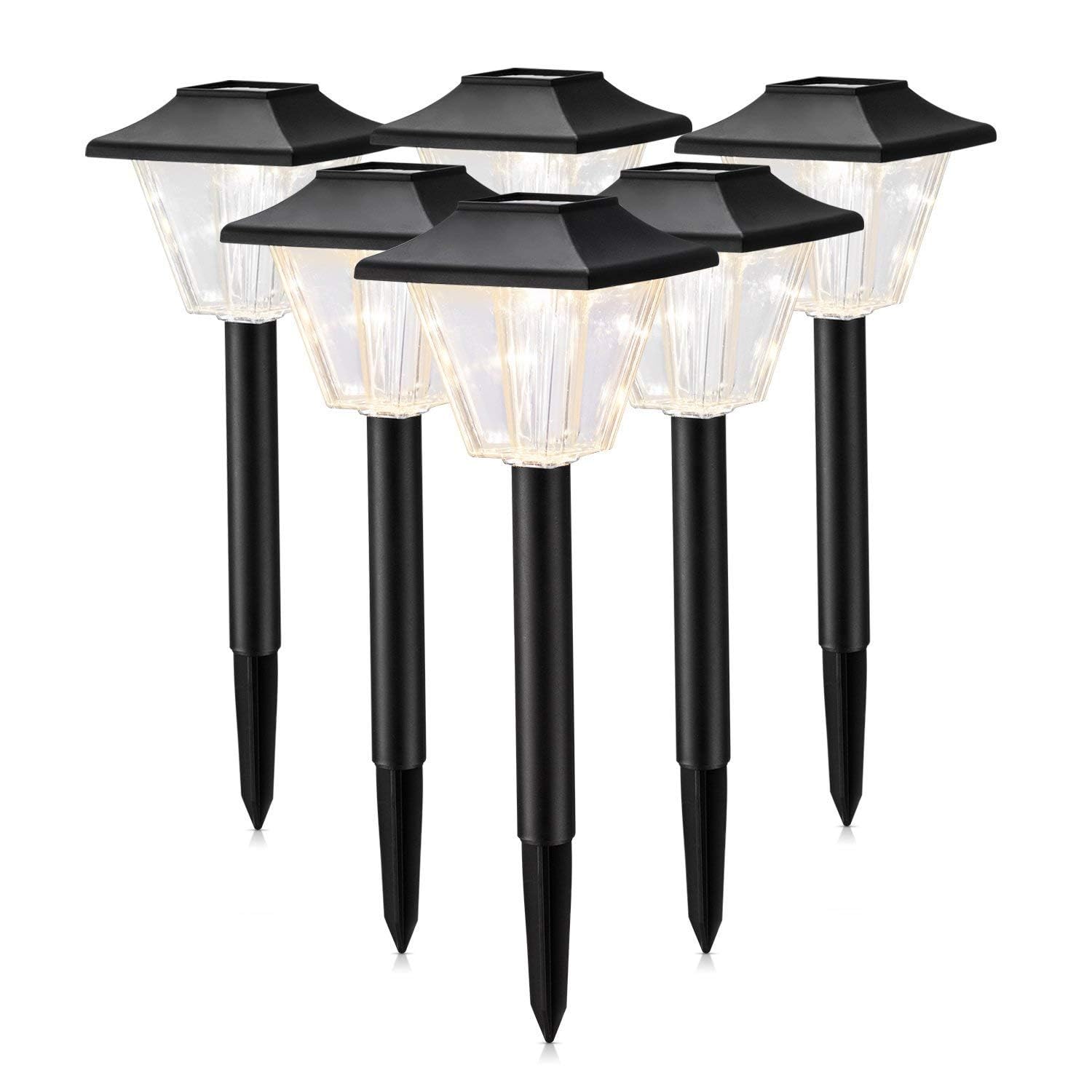 SUNWIND Solar Powered Outdoor Pathway Lights 6 Pack Waterproof LED Black