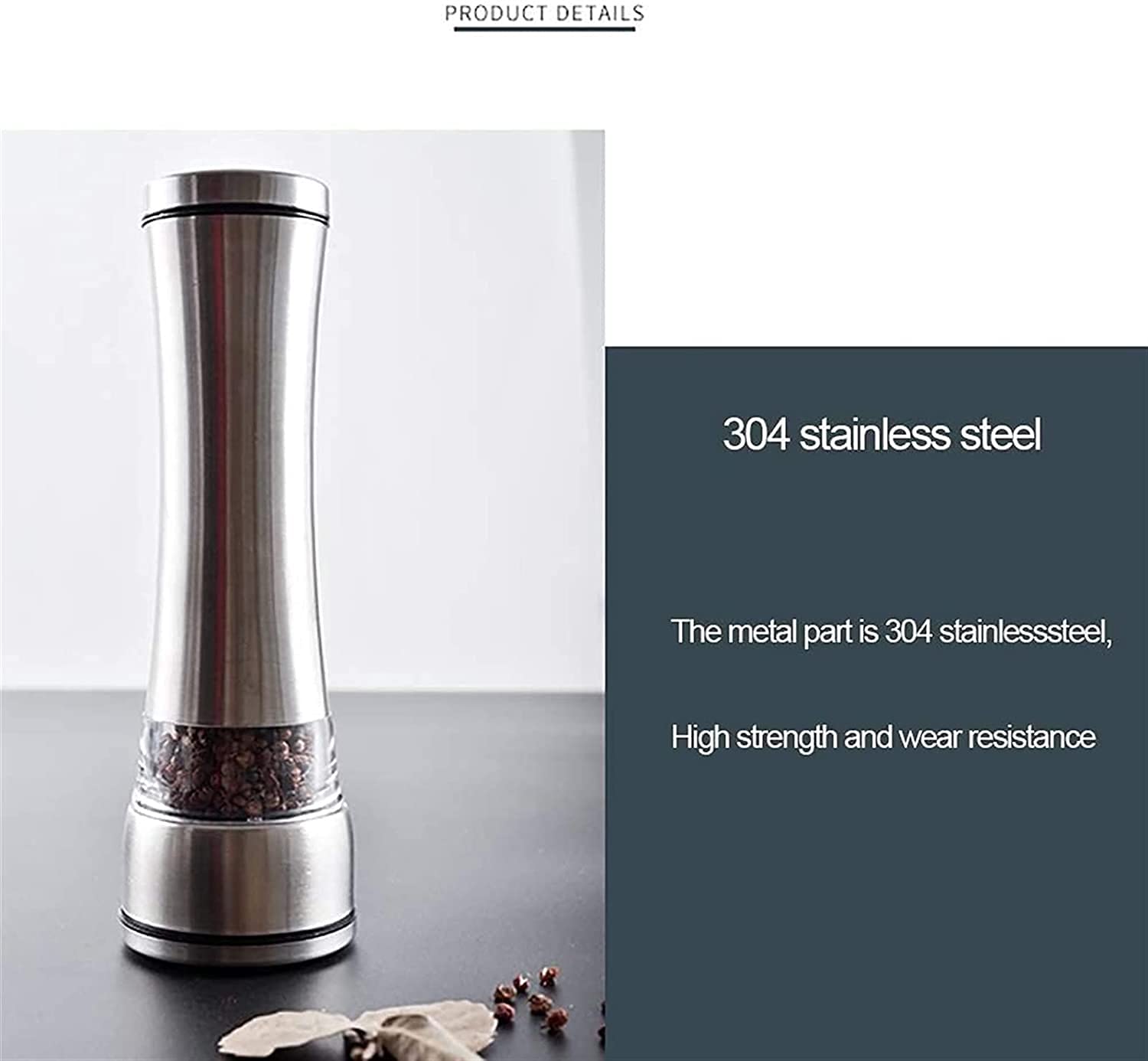 Edelstahl Salz- und Pfeffermühle Set -Einstellbare Keramik Seesalz Grinder & Pfeffermühle-hohe Glas Salz- und Pfefferstreuer
