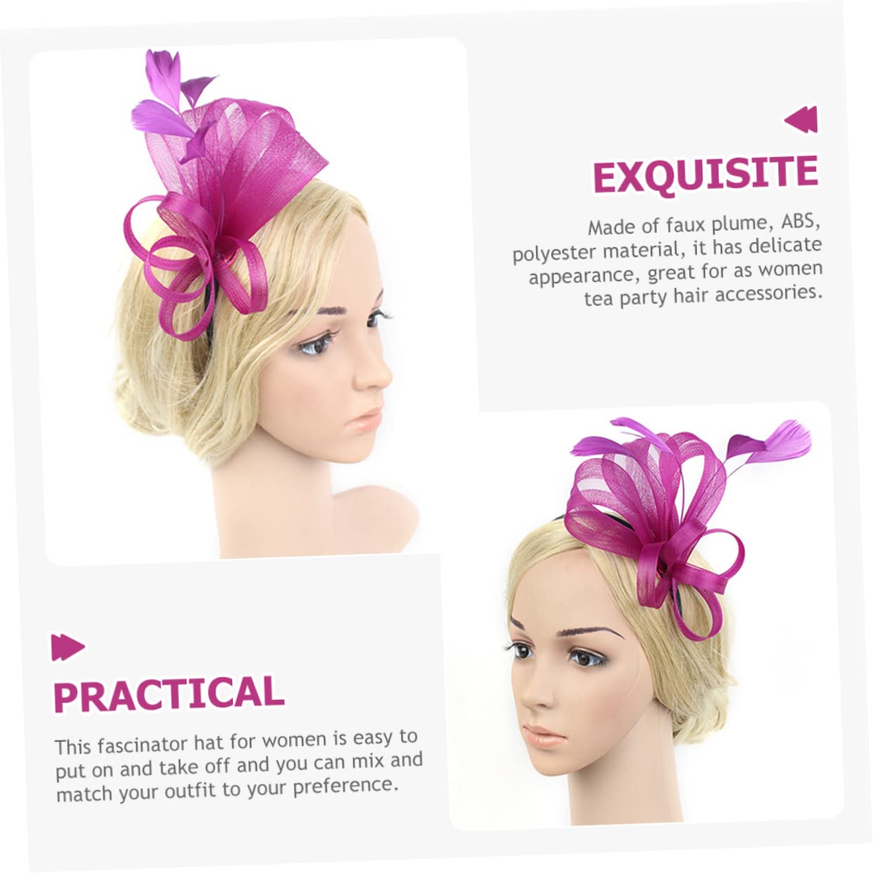 Abaodam 4pezzi Fascinator Elegante Con Piume e Rete Per Eventi Cappello Decorativo Da Cerimonia e Tea Party Per Donne Accessorio Per Comfort Assicurato e Design Unico