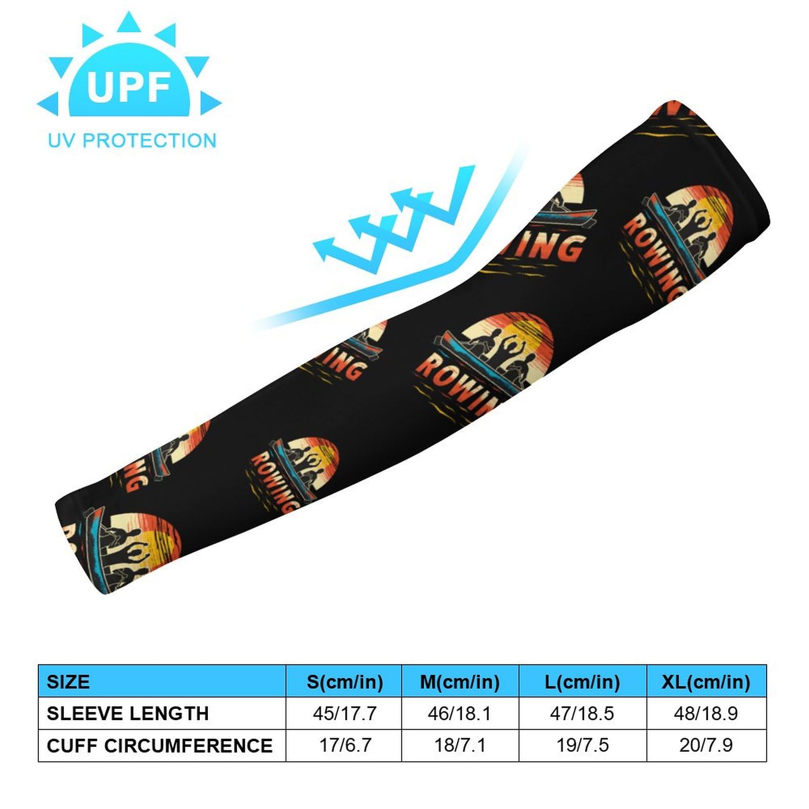 Rowing Team And Sunset 90s Ice Silk Arm Sleeves Cooling Sun Protection Arm Sleeve for Men Women XL
