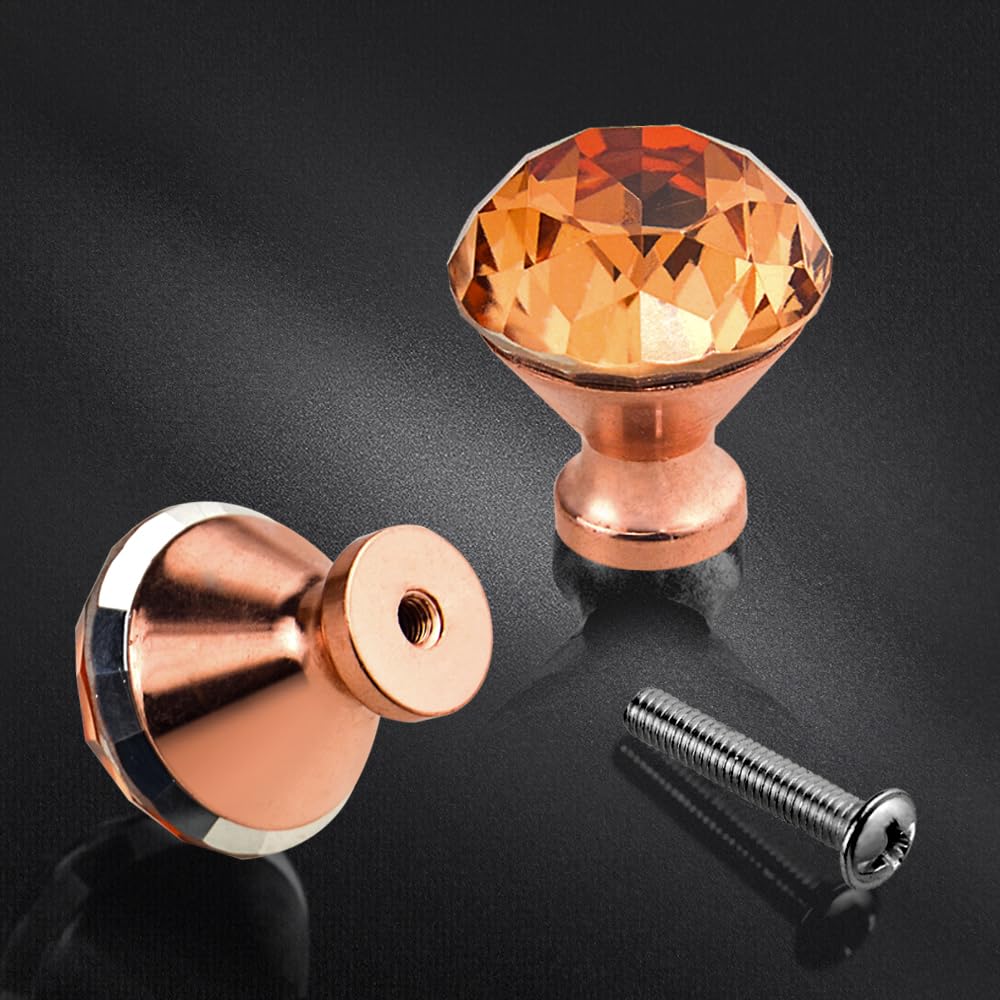 20 Piezas Perillas De Cristal Para Cajones Y Armarios, 30mm Doradas, Para Cocina Dormitorio