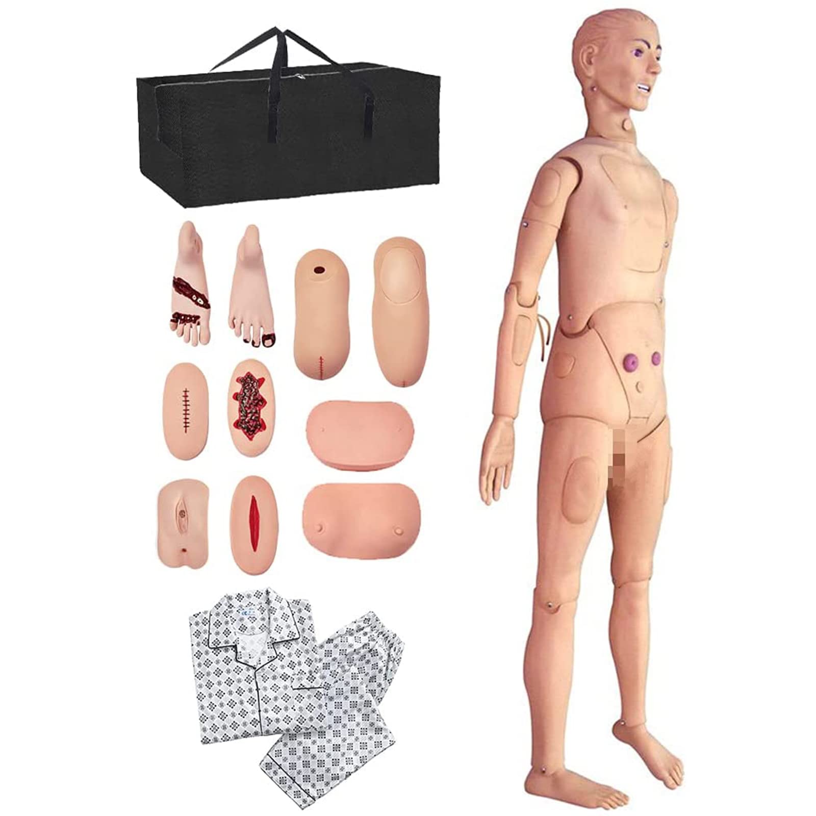 YNIYUJKL Training Manikin Model Multi-Functional Demonstration Manikin Patient Care Human Manikin Men And Woman Interchangeable Nursing