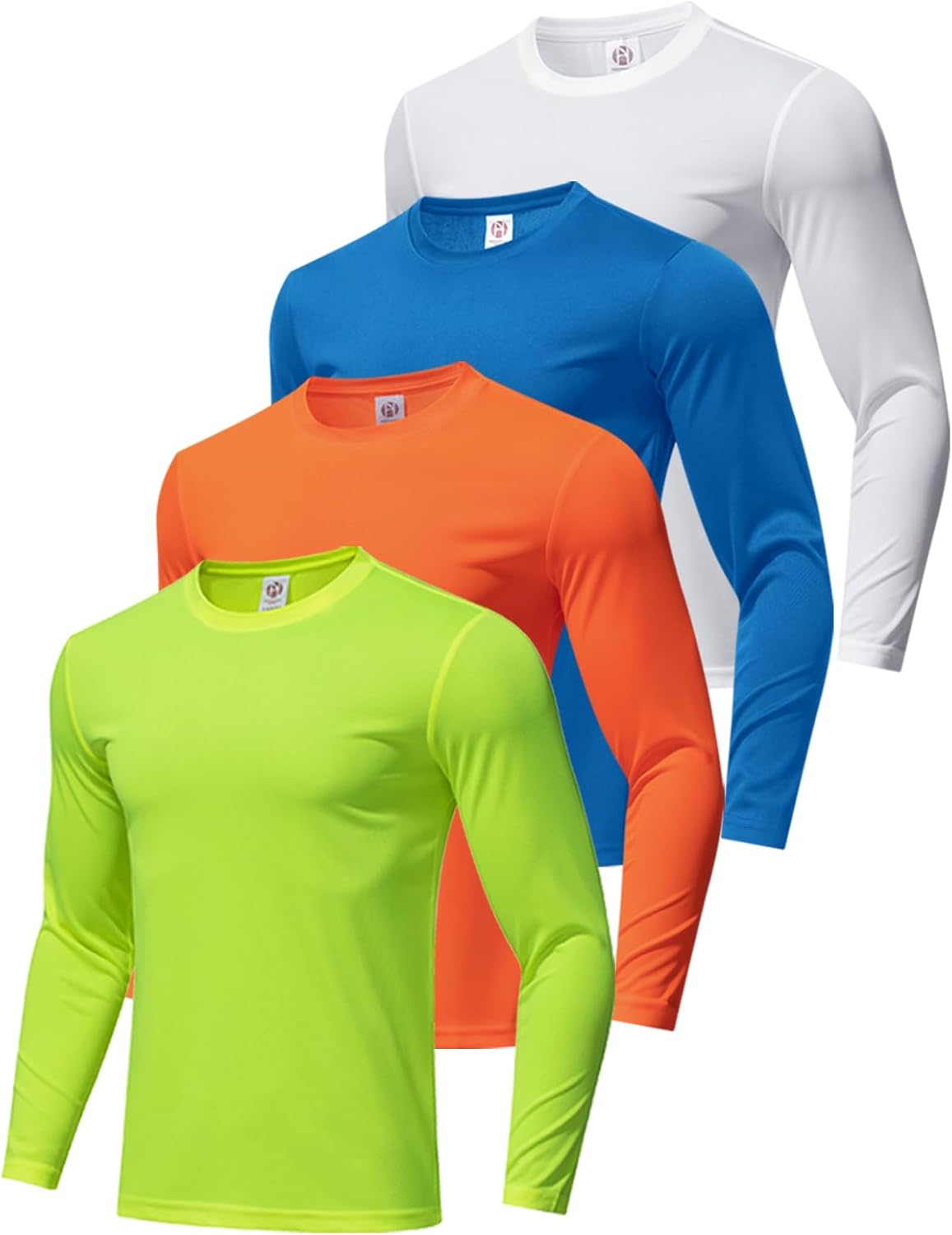 7 Pack Men's Long Sleeve Shirts Sun Protection Shirts Lightweight UPF 50+ Rash Guard for Running Workout Fishing