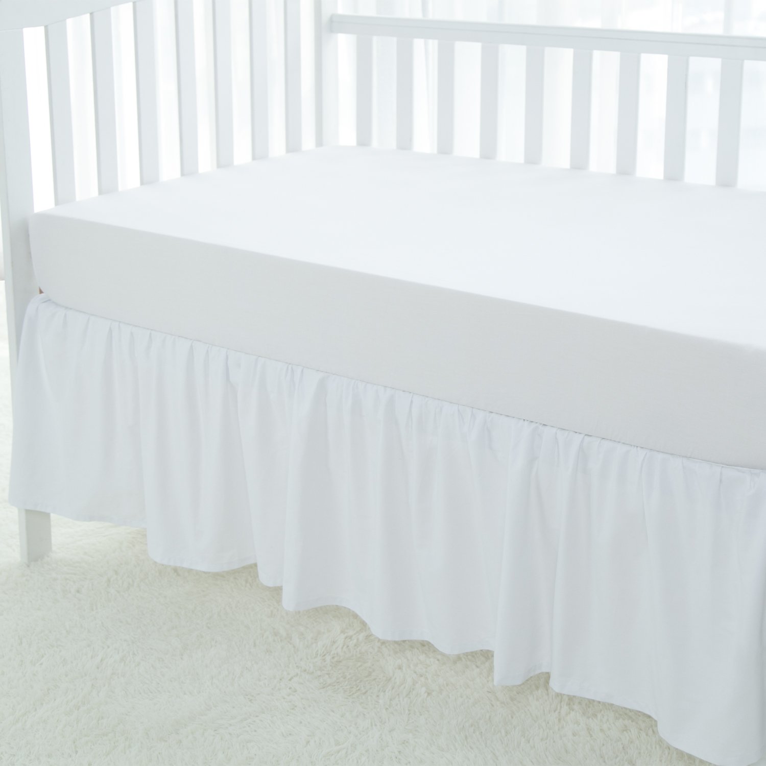 TILLYOU Crib Bed Skirt Dust Ruffle, 100 