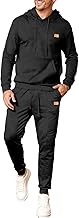 JMIERR Men's 2 Piece Jacquard Sweatsuit Outfits Hoodie Sweatshirt & Joggers Sweatpants Set Tracksuit