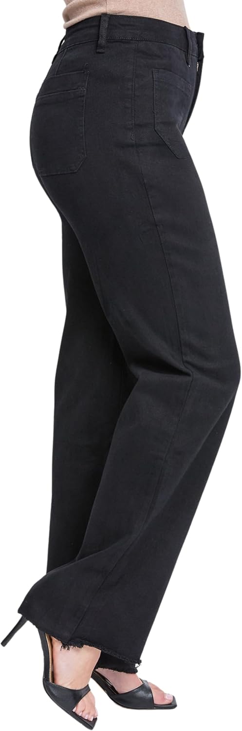 ROYALTY FOR ME Women's High Rise Snip to Fit Wide Leg Pant, Black, 14