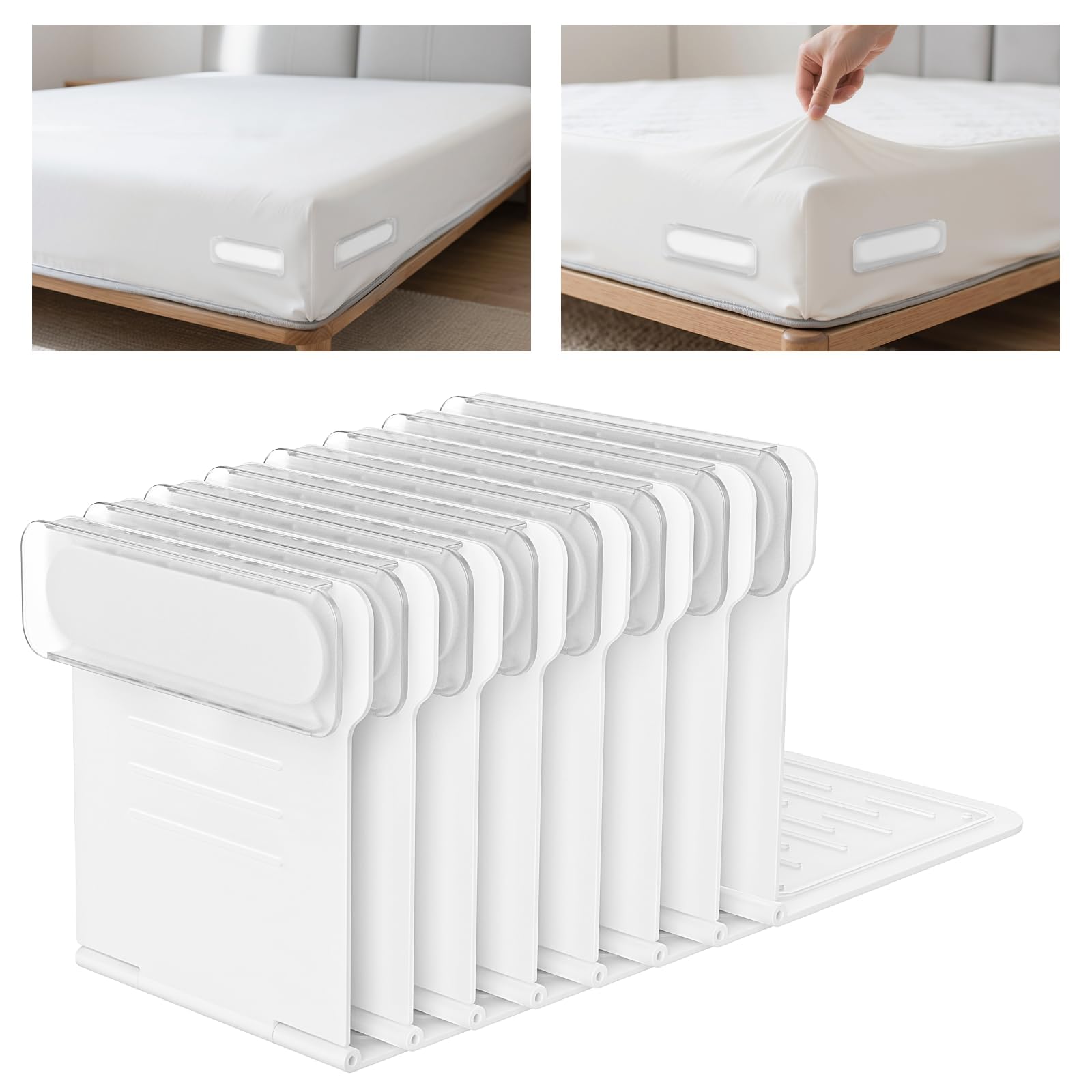 Uooser Bed Sheet Holders for Corners - 8Pcs USA Patented Heavy Duty Fitted Bedlock Sheet Holders Keep Sheets Firm & Tight,Secure All Mattress Edges and Corners,No Loose Sheets,Easy Installation