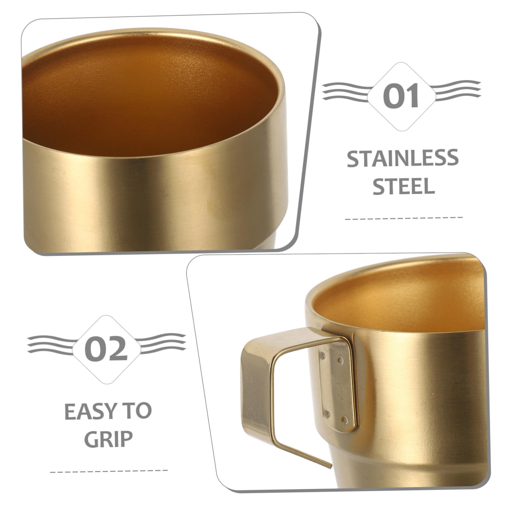 Homoyoyo Juego de Tazas de Café de Acero Inoxidable 300ml con Asa, Dobles