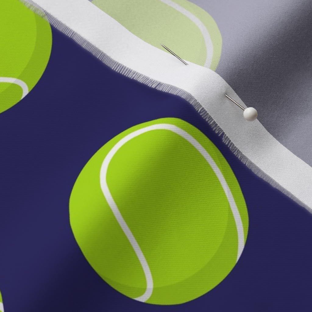Spoonflower Fabric - Tennis Balls Blue Doggy Dog Fun Printed on Organic Cotton Sateen Fabric by The Yard - Sewing Quilting Apparel Home Decor