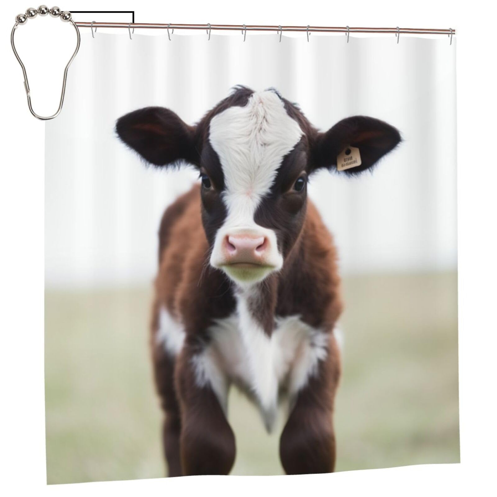 FodPand Cow Shower Curtain 70"x70" Waterproof Long Bathroom Curtain Heavy Duty Thick Cloth Bath Curtain Set with Hooks, Modern Abstract Art Pattern Bathroom Shower Curtains
