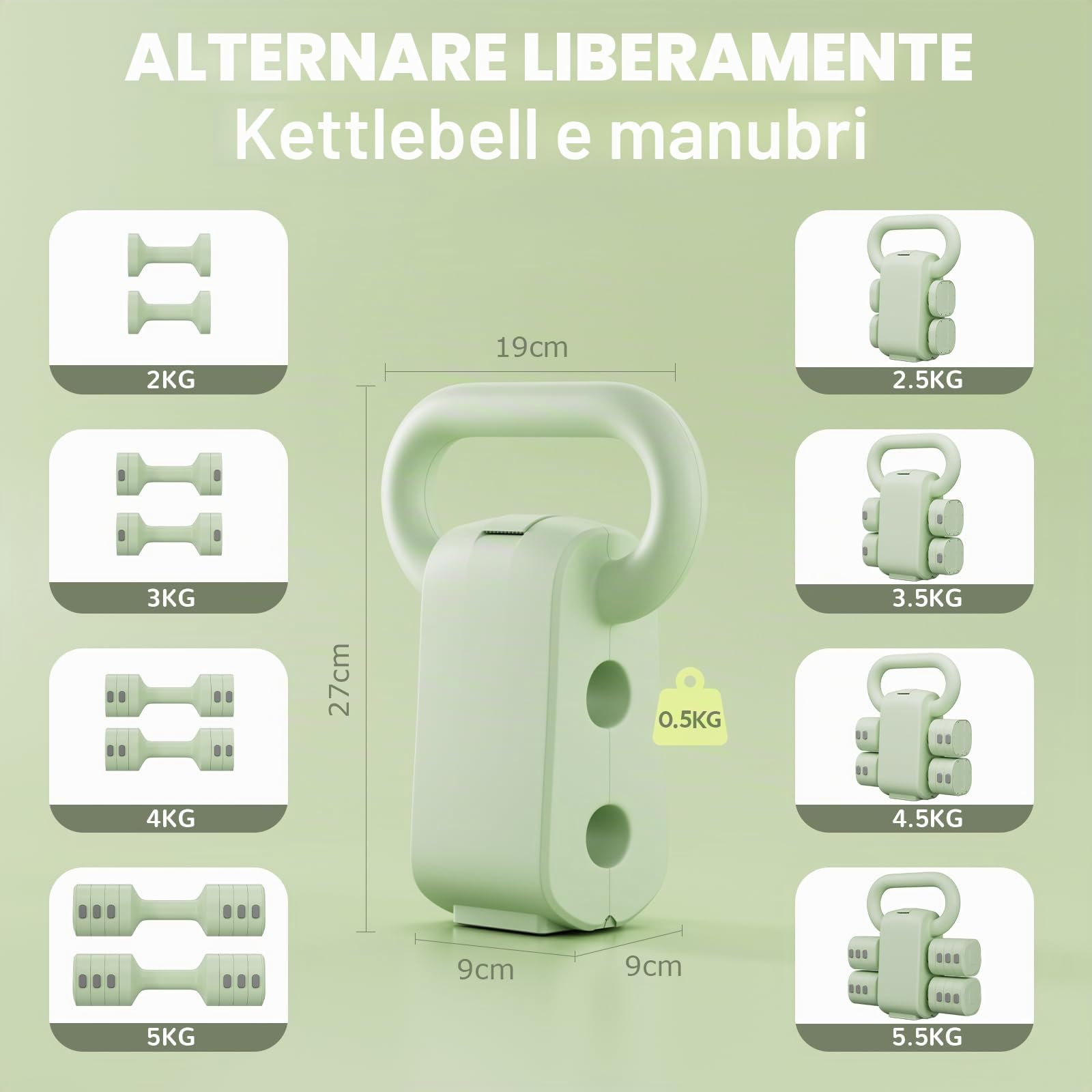 Set di 2 manubri regolabili da donna, 1-5 kg, set di 2 manubri 4 in 1, per donne e uomini, pesi per la palestra a casa, allenamento della forza a casa