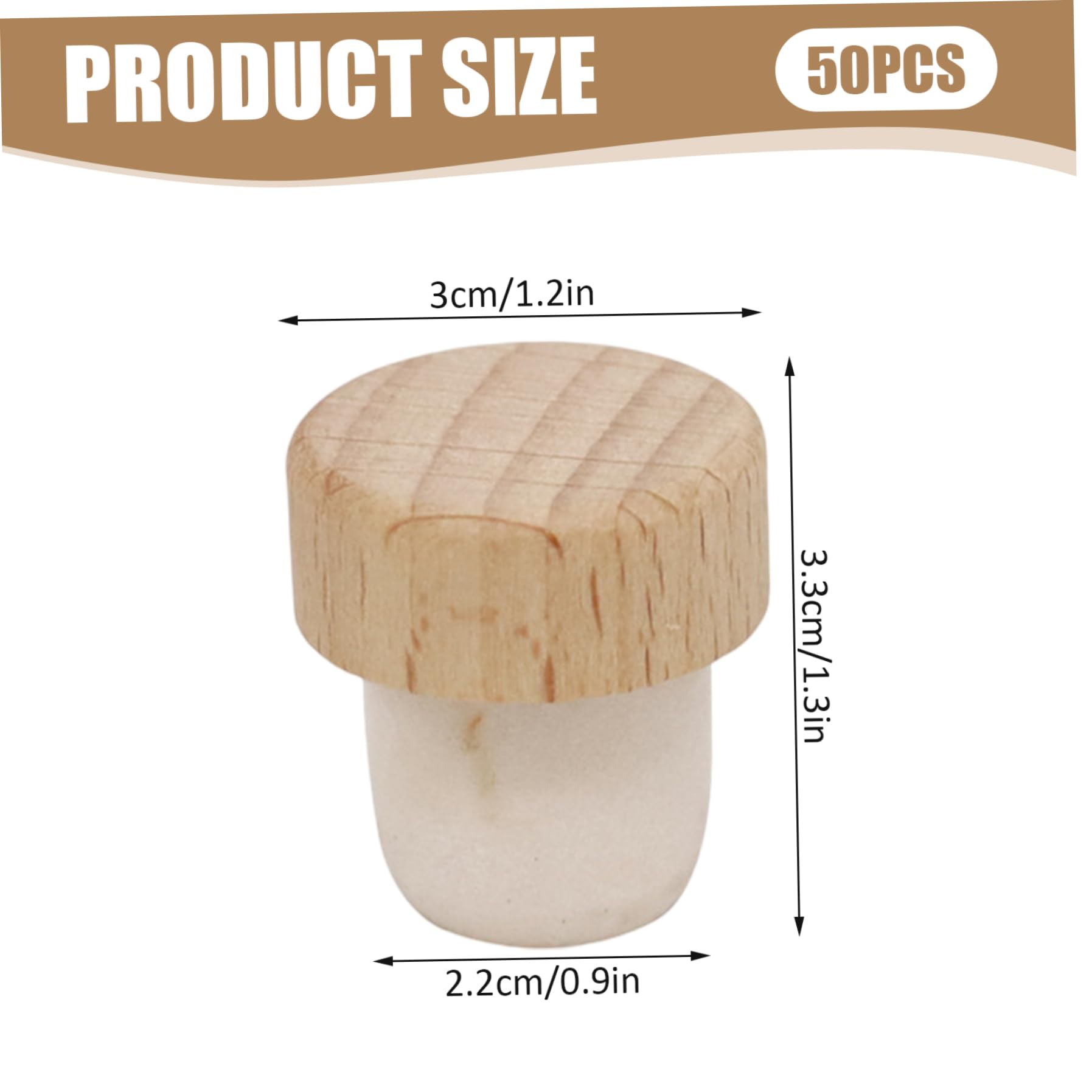 Tapones para botellas 50 tapones de corcho en forma de T de madera, reutilizables para botellas de vino, cerveza