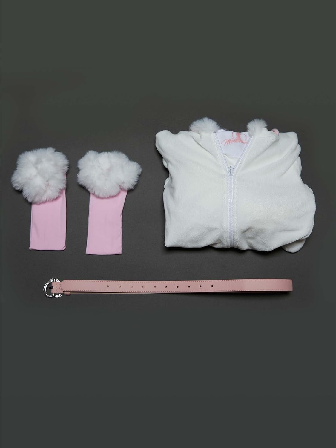 Mobbunny Women Sheep Costume Animal Fluffy Hooded Romper One Piece Pajamas Sleepwear Homewear with Belt and Socks - Image 7