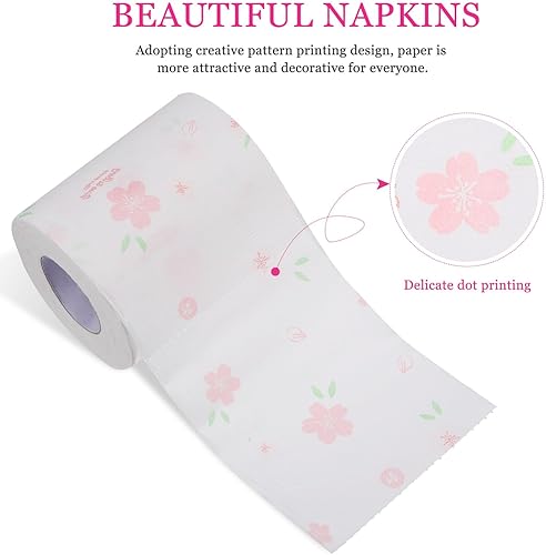 Miniatura 9 de Alipis Sakura - Rollo de papel higiénico floral impreso para baño, servilletas de impresión de flores, pañuelos para la cara, 4 rollos