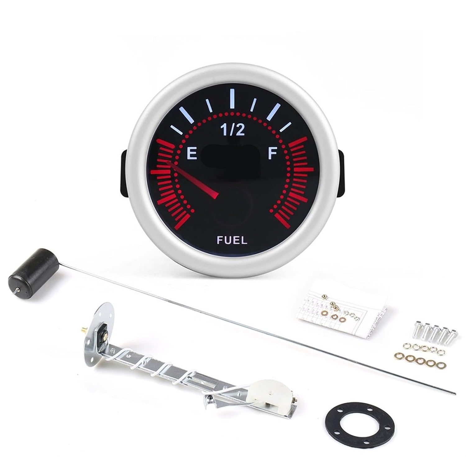2" 52mm Universal LED Lens Car Auto Fuel Level Gauge Meter with Fuel Sensor E-1/2-F Pointer BX101317