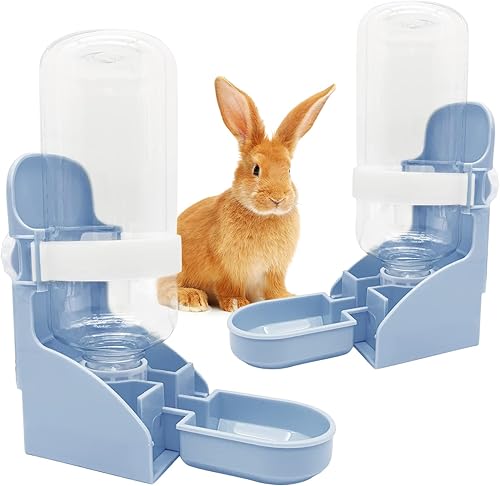 kathson Botella de agua de conejo, fuente de agua colgante de 17 onzas, dispensador automático sin fugas, alimentador de agua para conejito,