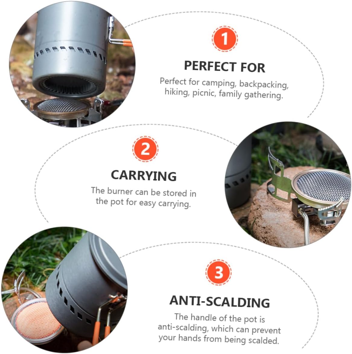 Camping Pot Set Portable Cookware Kit Pot Pan for Camp Stove Outdoor Cooking
