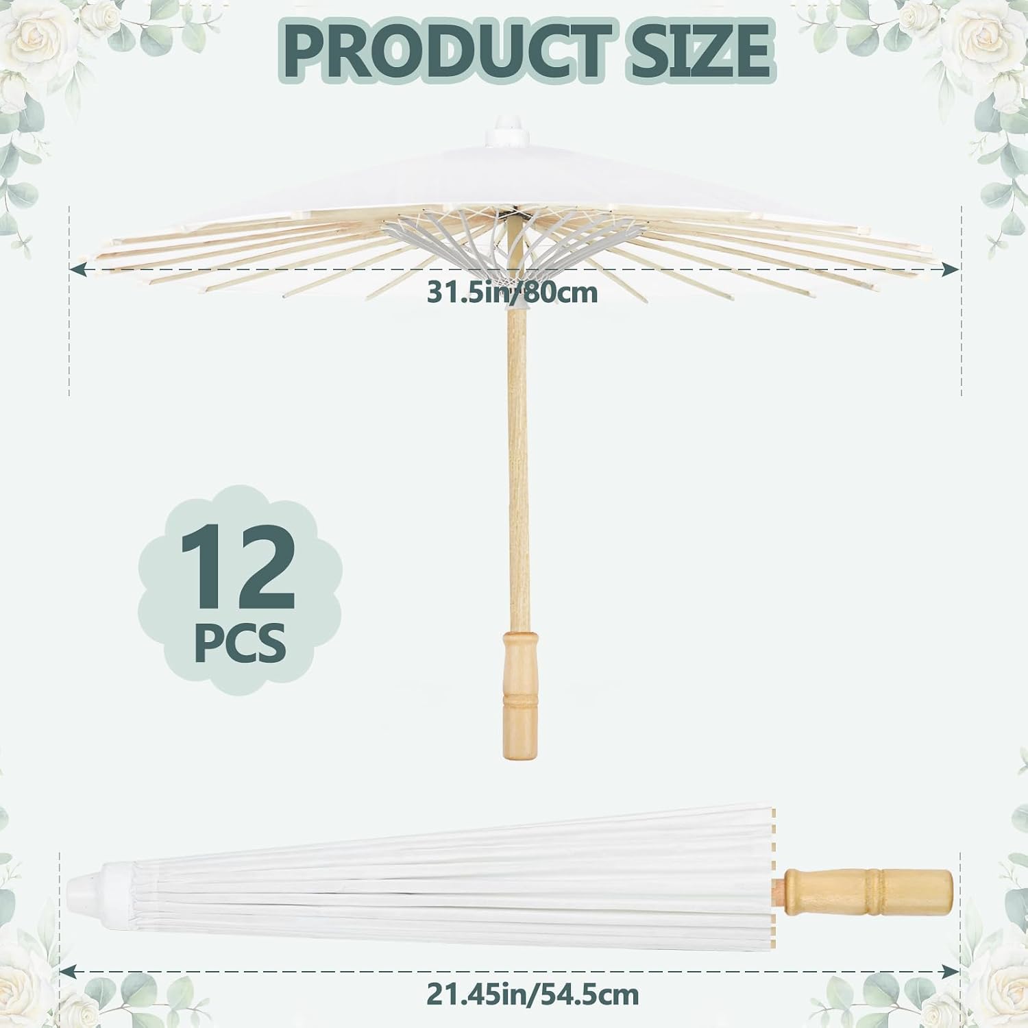 HOOMUU 12 Pcs Parasol Umbrella 33 Inches Paper Umbrellas for Wedding Chinese Japanese Umbrellas DIY Oiled Painting Craft Decorative for Party Decor Outdoor Photography Props