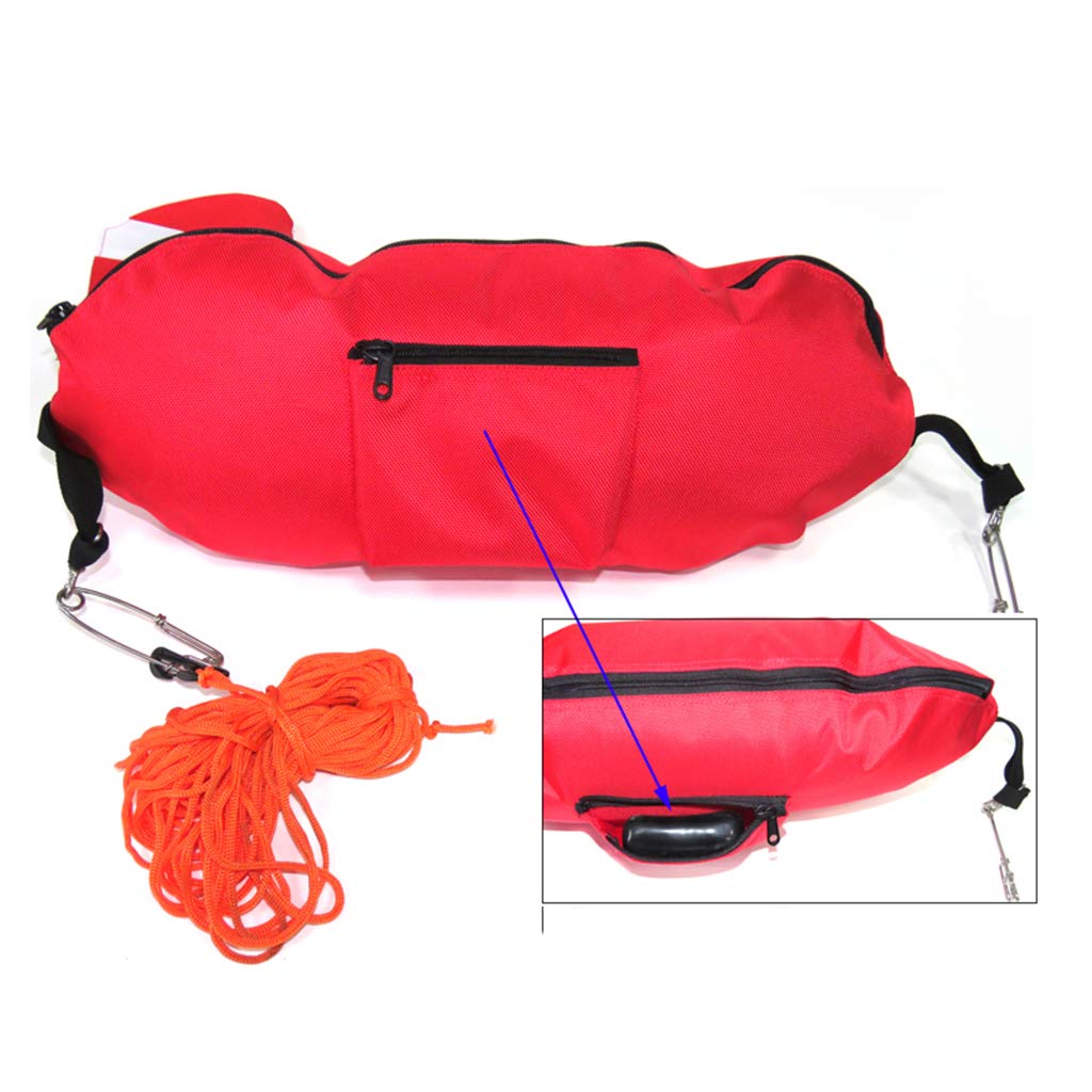 Flotteur Gonflable avec Bouée Torpille de Chasse sous-Marine en Nylon avec Drapeau de Plongée et Ligne De 25 M