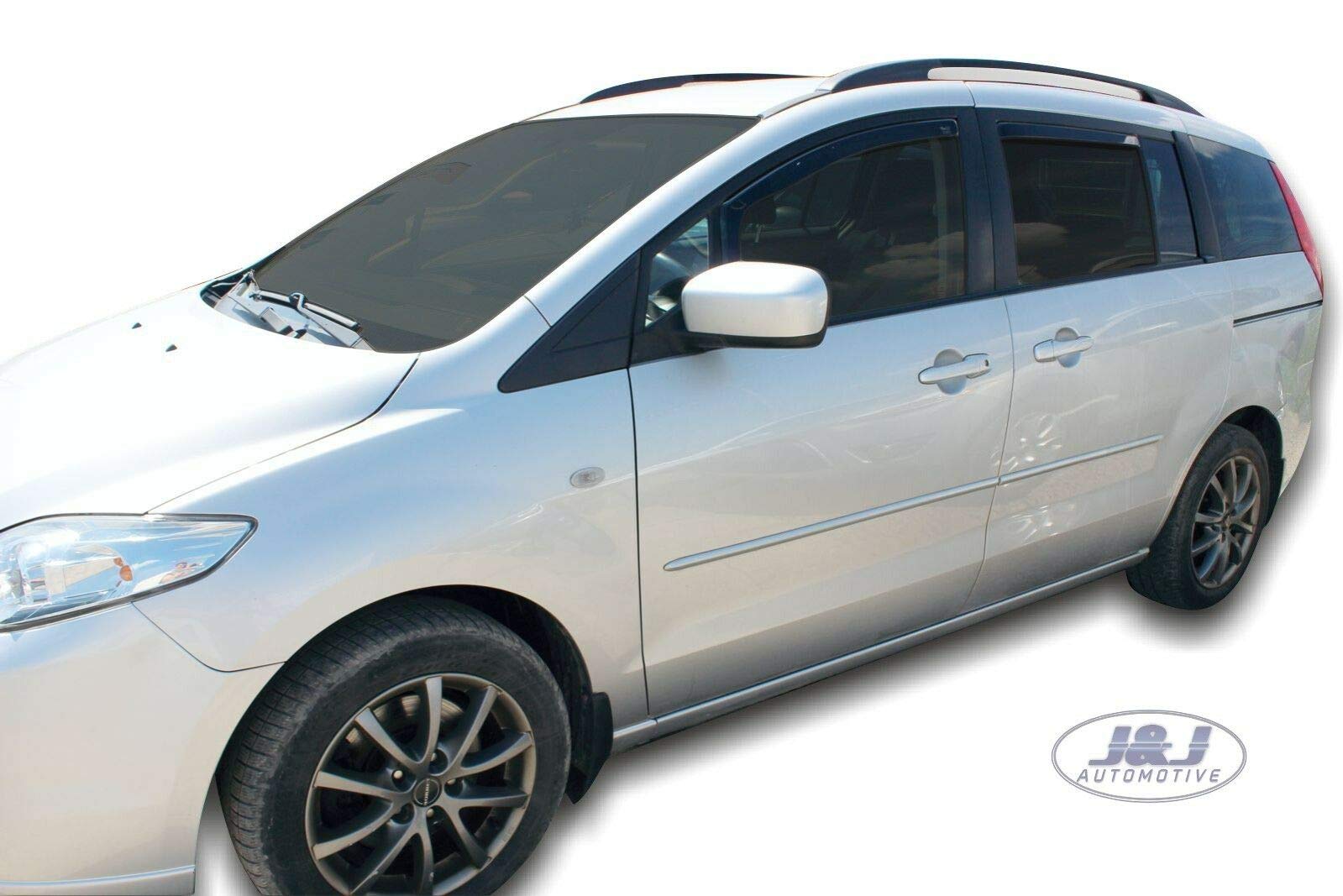 J&J AUTOMOTIVE Windabweiser passend für Mazda 5 5-Türer 2006-2018 4tlg, Heko Regenabweiser Vorne Hinten Getönt Dunkel Passform